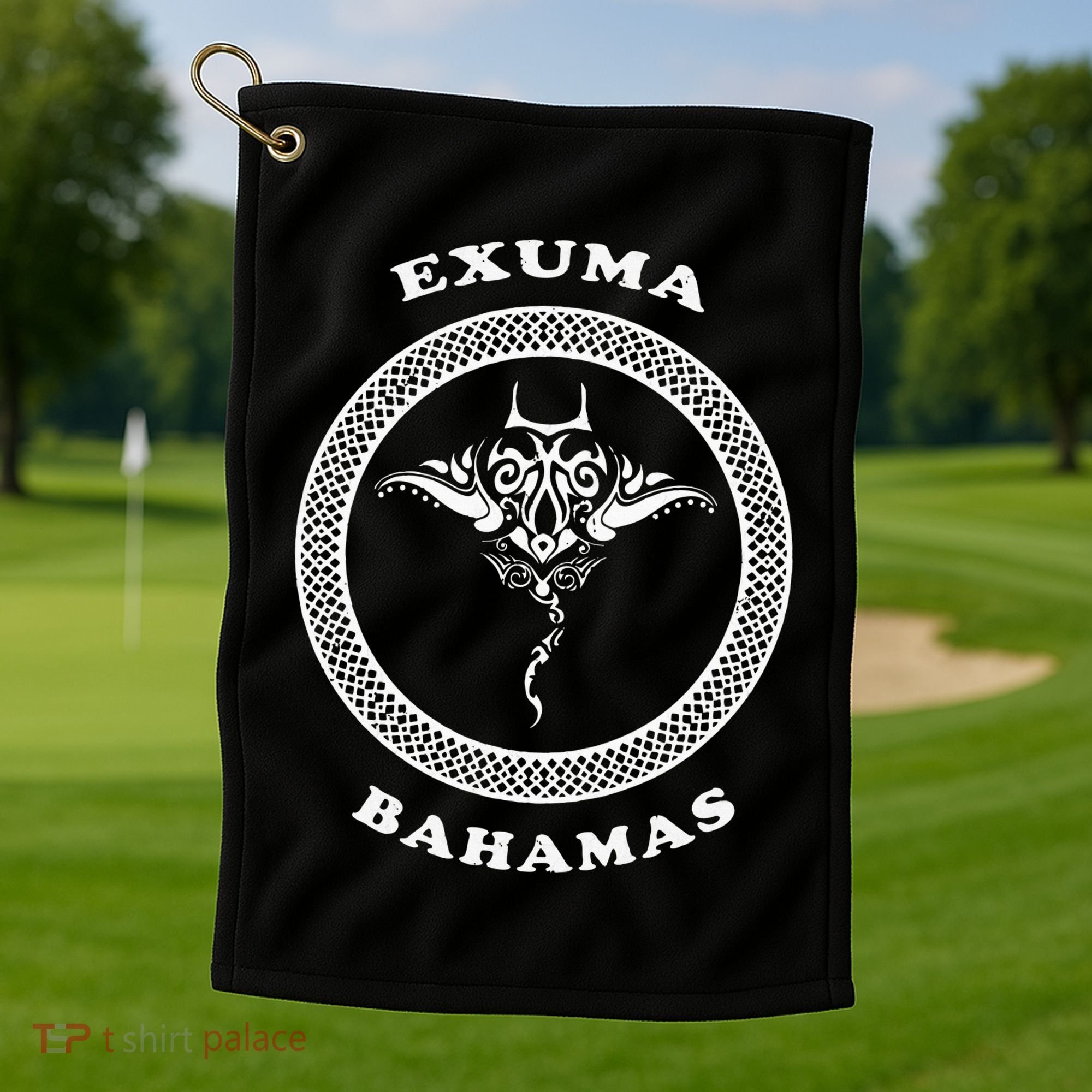 Exuma IslandsBahamas Retro Tribal Stingray Vacation Golf Towel