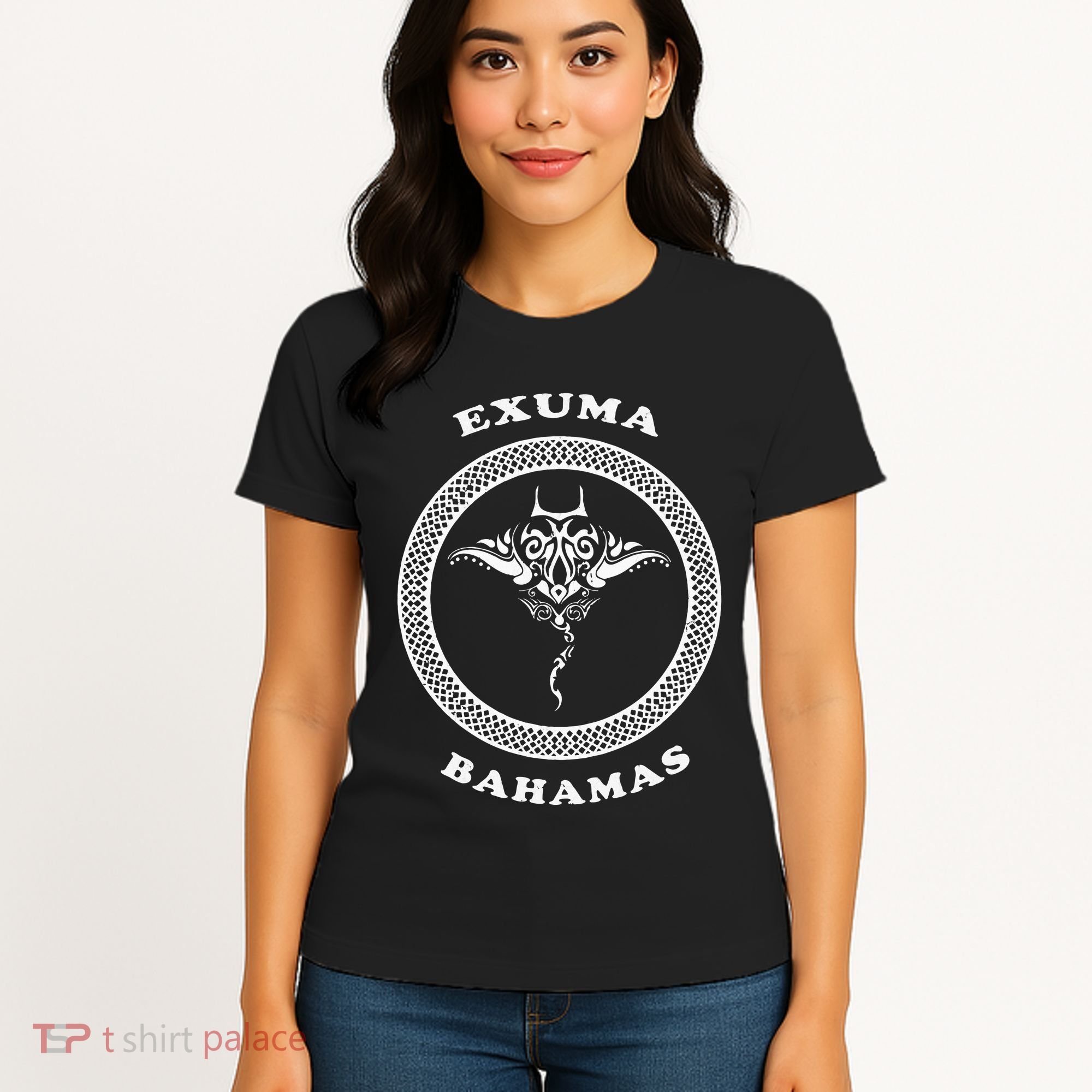Exuma IslandsBahamas Retro Tribal Stingray Vacation Women's T-Shirt