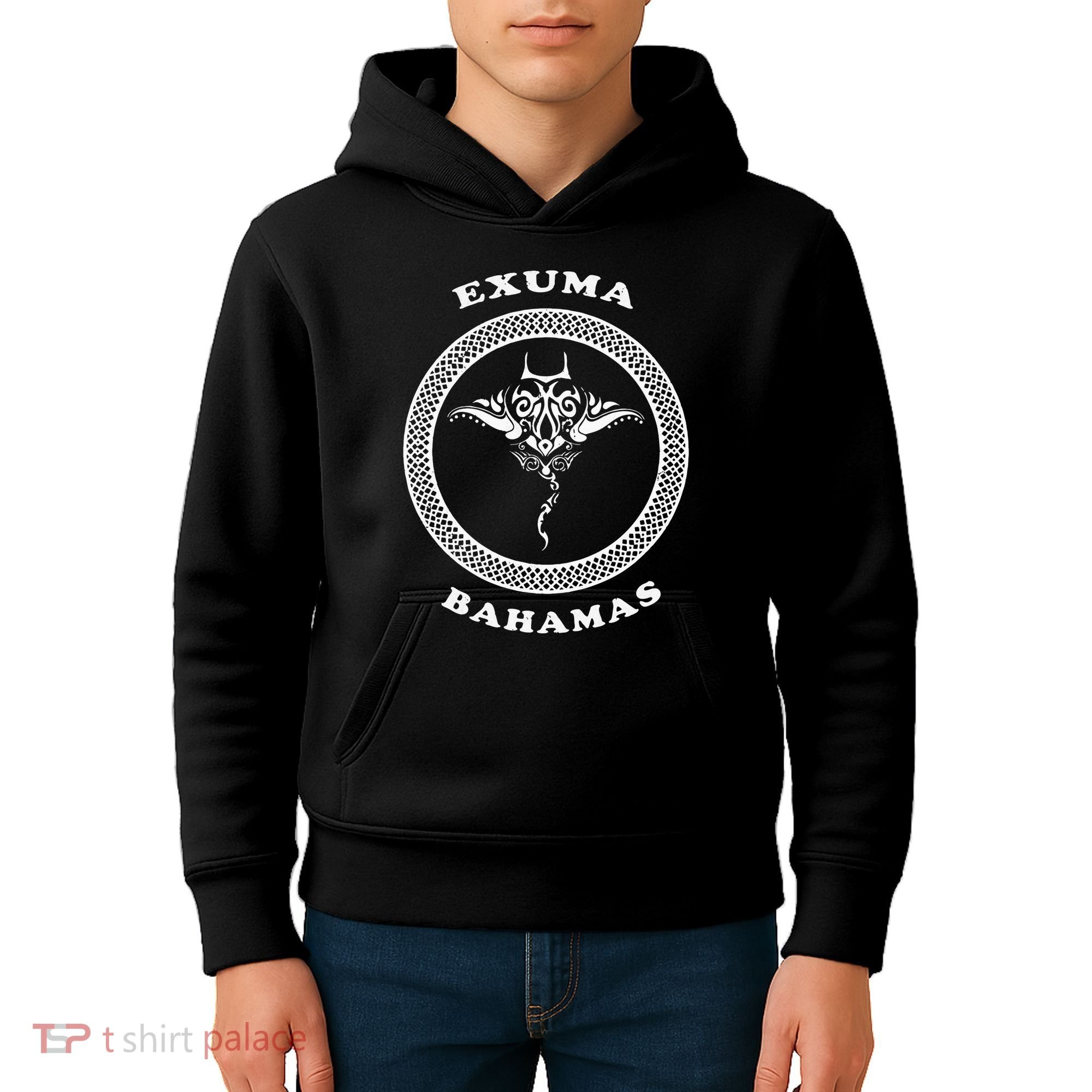 Exuma IslandsBahamas Retro Tribal Stingray Vacation Kids Hoodie
