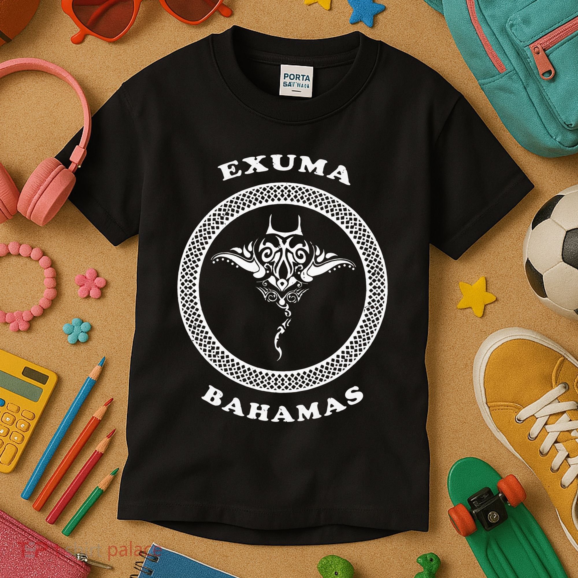 Exuma IslandsBahamas Retro Tribal Stingray Vacation Kids T-Shirt