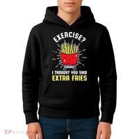 Exercise I Thought You Said Extra Fries Workout Fries Lover Kids Hoodie thumb 4