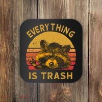 Everything Is Trash Fun Raccoon Picture Camping Hiking Gift Coaster thumb 0