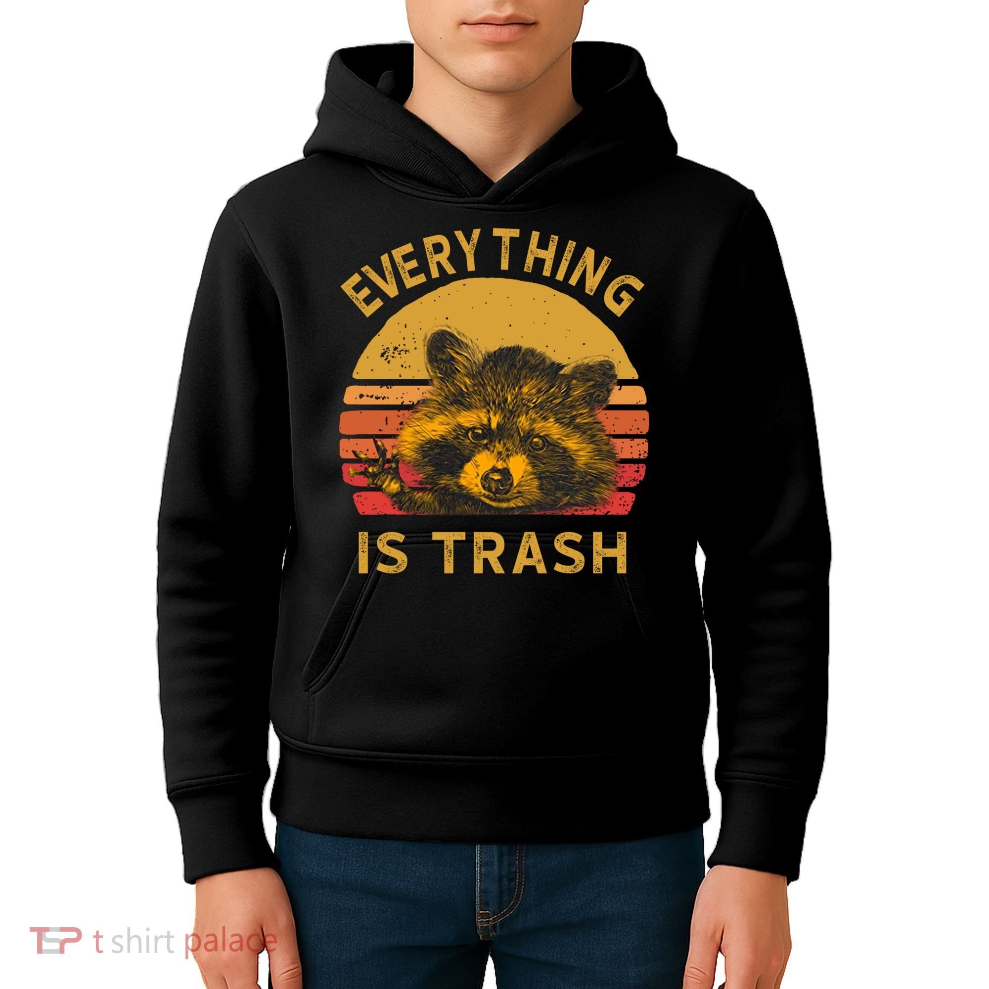Everything Is Trash Fun Raccoon Picture Camping Hiking Gift Kids Hoodie