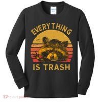 Everything Is Trash Fun Raccoon Picture Camping Hiking Gift Kids Long Sleeve Shirt thumb 0