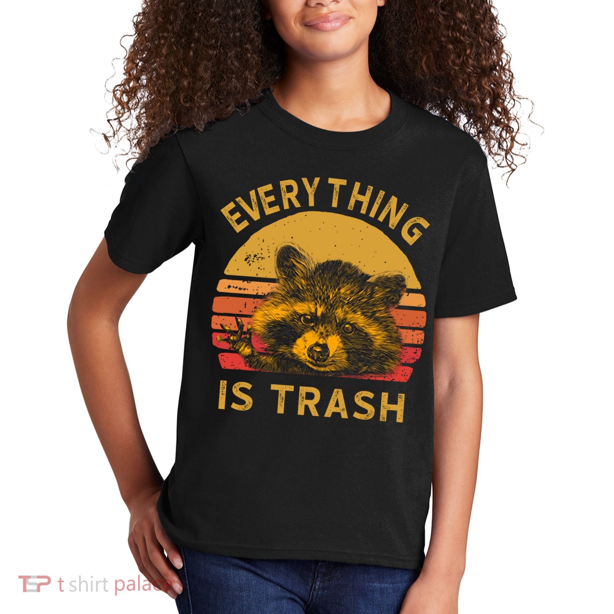 Everything Is Trash Fun Raccoon Picture Camping Hiking Gift Kids T-Shirt