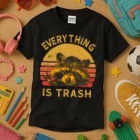 Everything Is Trash Fun Raccoon Picture Camping Hiking Gift Kids T-Shirt thumb 3