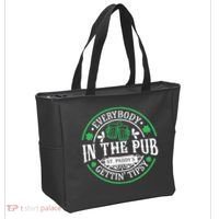 Everybody In The Pub Getting Tipsy St Patricks Day Drinking Tote Bag thumb 2