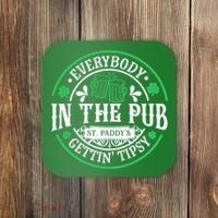 Everybody In The Pub Getting Tipsy St Patricks Day Drinking Coaster thumb 0