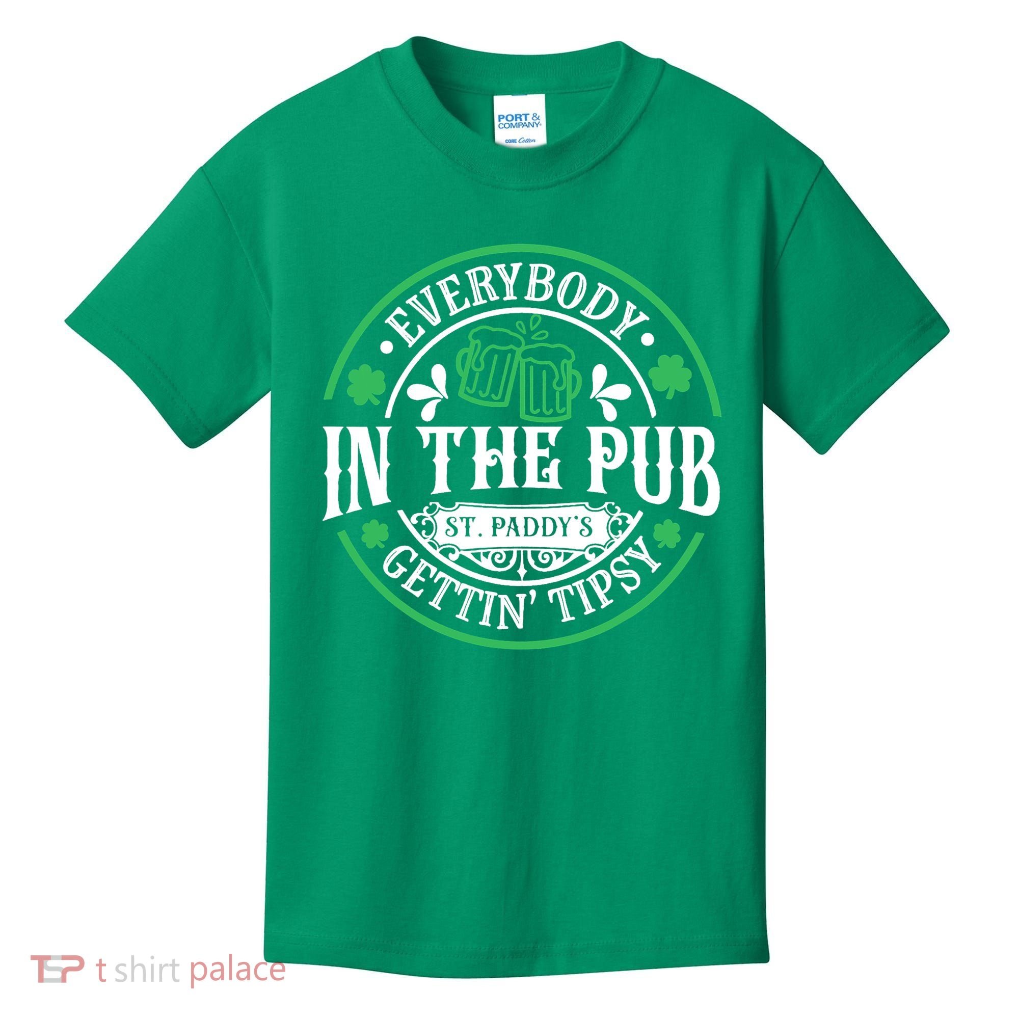 Everybody In The Pub Getting Tipsy St Patricks Day Drinking Kids T-Shirt