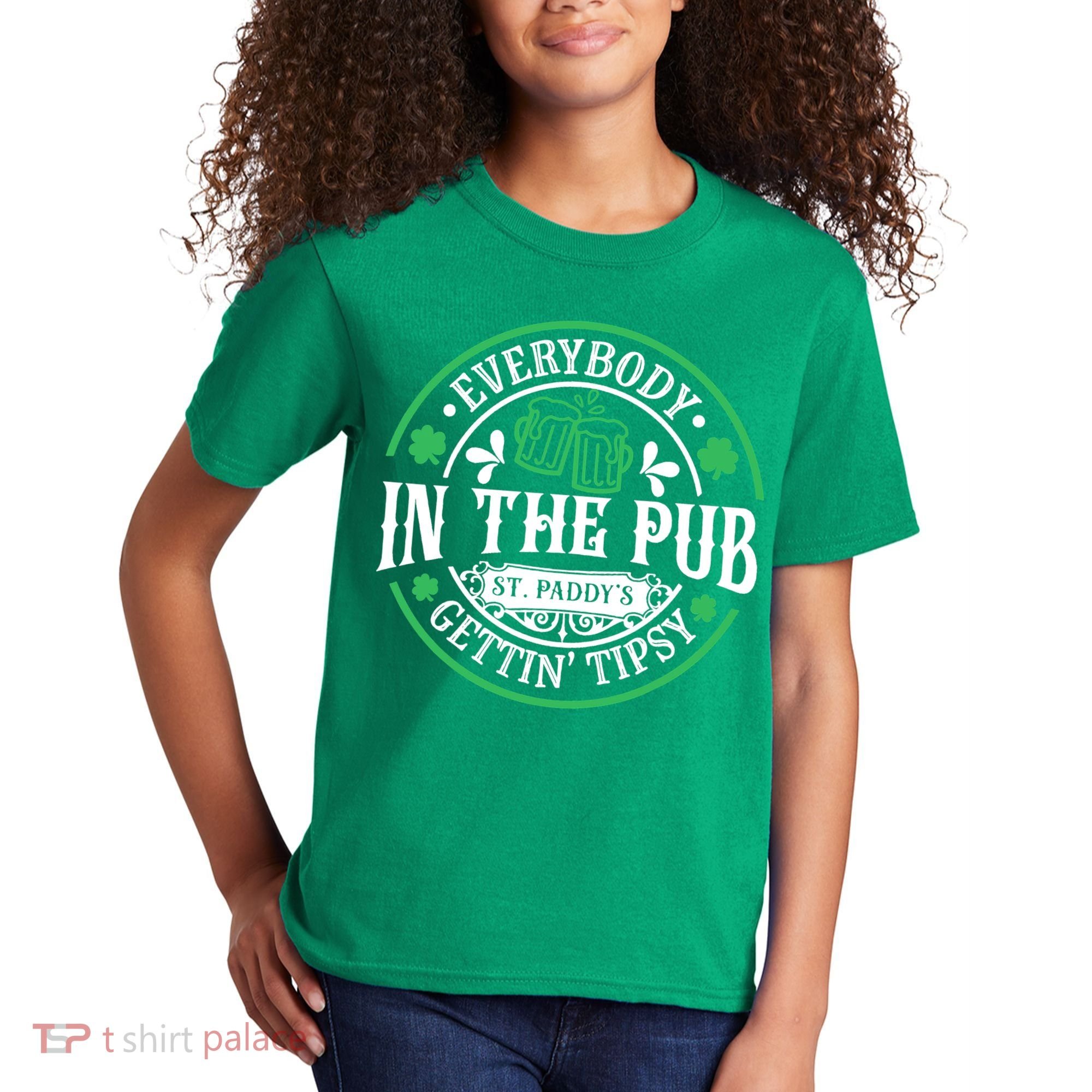 Everybody In The Pub Getting Tipsy St Patricks Day Drinking Kids T-Shirt