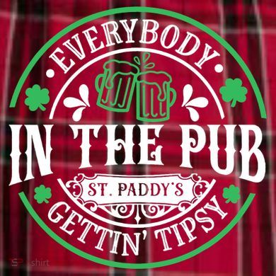 Everybody In The Pub Getting Tipsy St Patricks Day Drinking Men's Flannel Plaid Pajama Pants