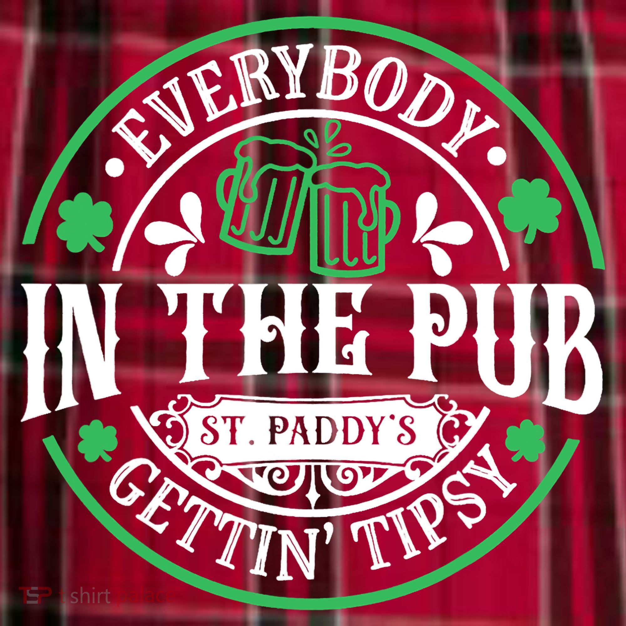 Everybody In The Pub Getting Tipsy St Patricks Day Drinking Men's Flannel Plaid Pajama Pants
