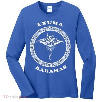 Exuma Islandsbahamas Tribal Stingray Vacation Women's Long Sleeve Shirt