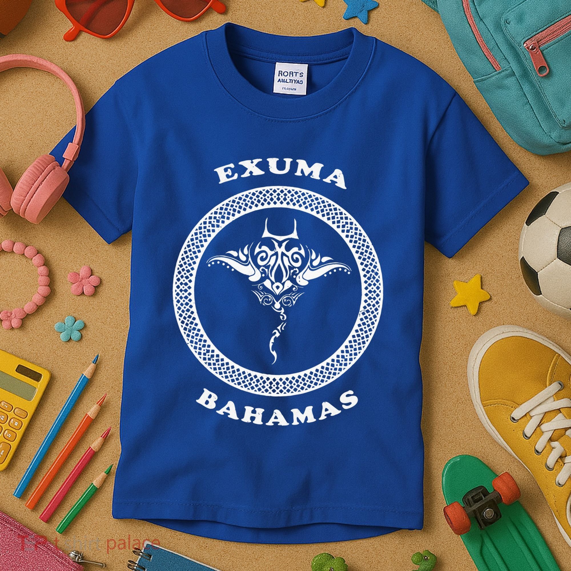 Exuma Islandsbahamas Tribal Stingray Vacation Kids T-Shirt