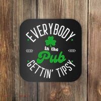 Everybody In The Pub Getting Tipsy Saint Paddy St. Patrick's Day Coaster thumb 0