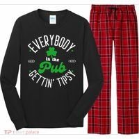 Everybody In The Pub Getting Tipsy Saint Paddy St. Patrick's Day Long Sleeve Pajama Set thumb 0