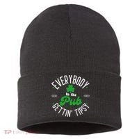 Everybody In The Pub Getting Tipsy Saint Paddy St. Patrick's Day Sustainable Knit Beanie thumb 0