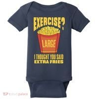 Exercise I Thought You Said Extra Fries Funny Fitness Baby Bodysuit thumb 0