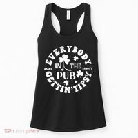 Everybody In The Pub Getting Tipsy St Patricks Day Shamrock Women's Tank Top thumb 0