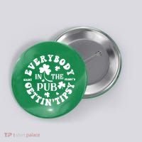 Everybody In The Pub Getting Tipsy St Patricks Day Shamrock Button thumb 0