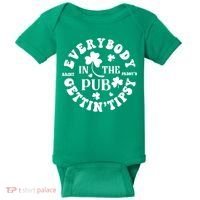 Everybody In The Pub Getting Tipsy St Patricks Day Shamrock Baby Bodysuit thumb 0