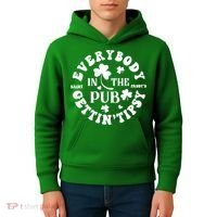 Everybody In The Pub Getting Tipsy St Patricks Day Shamrock Kids Hoodie thumb 4