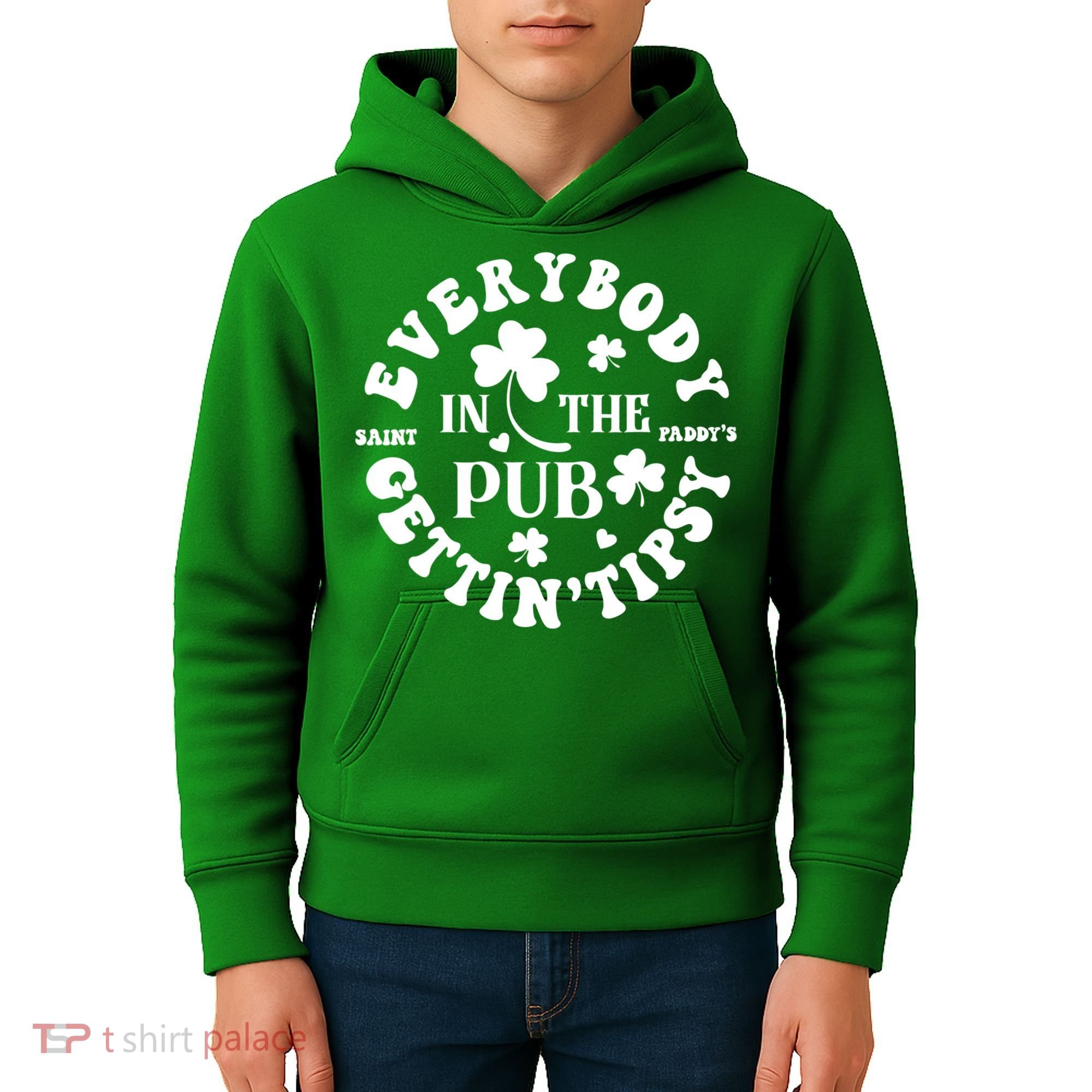 Everybody In The Pub Getting Tipsy St Patricks Day Shamrock Kids Hoodie