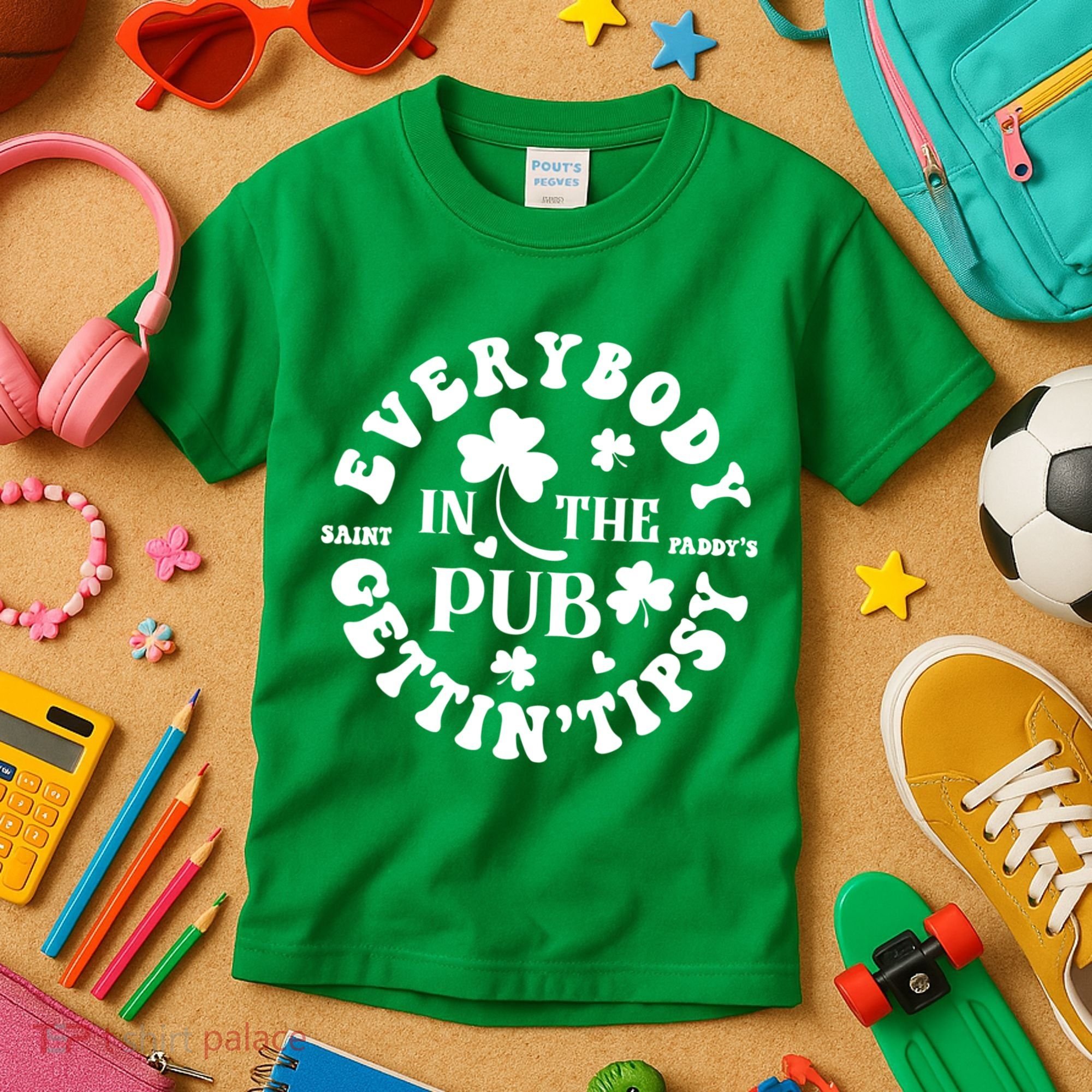 Everybody In The Pub Getting Tipsy St Patricks Day Shamrock Kids T-Shirt