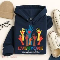 Everyone Is Welcome Here Idaho Teacher Hoodie thumb 4
