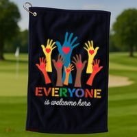 Everyone Is Welcome Here Idaho Teacher Golf Towel thumb 1