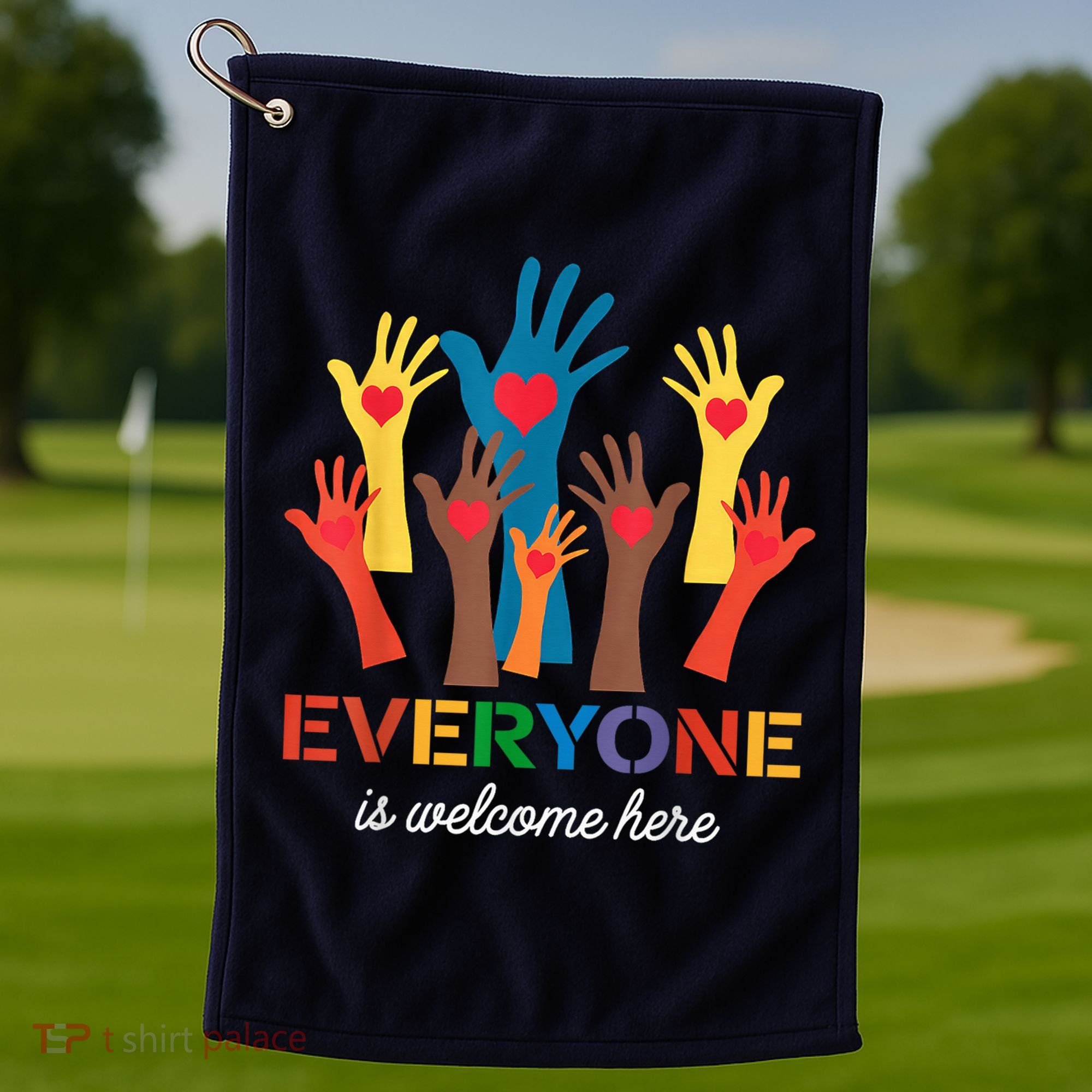 Everyone Is Welcome Here Idaho Teacher Golf Towel