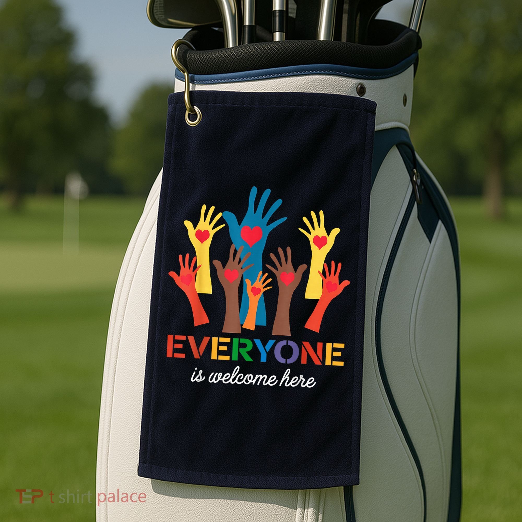 Everyone Is Welcome Here Idaho Teacher Golf Towel