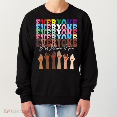 Everyone Is Welcome Here Retro Groovy Diversity Teachers Women's Sweatshirt