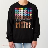 Everyone Is Welcome Here Retro Groovy Diversity Teachers Women's Sweatshirt thumb 0