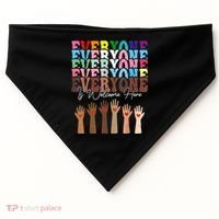 Everyone Is Welcome Here Retro Groovy Diversity Teachers USA-Made Doggie Bandana thumb 0