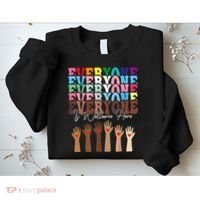 Everyone Is Welcome Here Retro Groovy Diversity Teachers Sweatshirt thumb 2