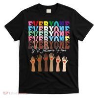Everyone Is Welcome Here Retro Groovy Diversity Teachers T-Shirt thumb 0