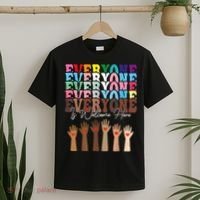 Everyone Is Welcome Here Retro Groovy Diversity Teachers T-Shirt thumb 2