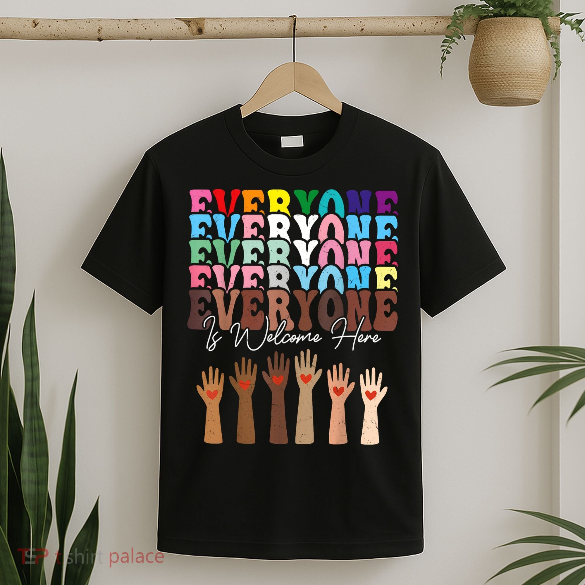 Everyone Is Welcome Here Retro Groovy Diversity Teachers T-Shirt