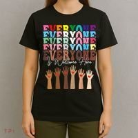 Everyone Is Welcome Here Retro Groovy Diversity Teachers T-Shirt thumb 4
