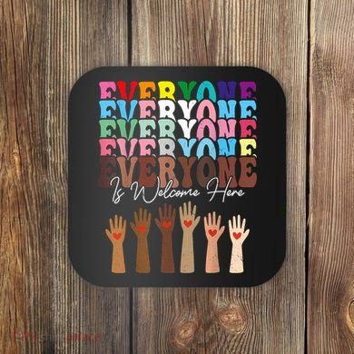 Everyone Is Welcome Here Retro Groovy Diversity Teachers Coaster