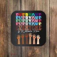 Everyone Is Welcome Here Retro Groovy Diversity Teachers Coaster thumb 0