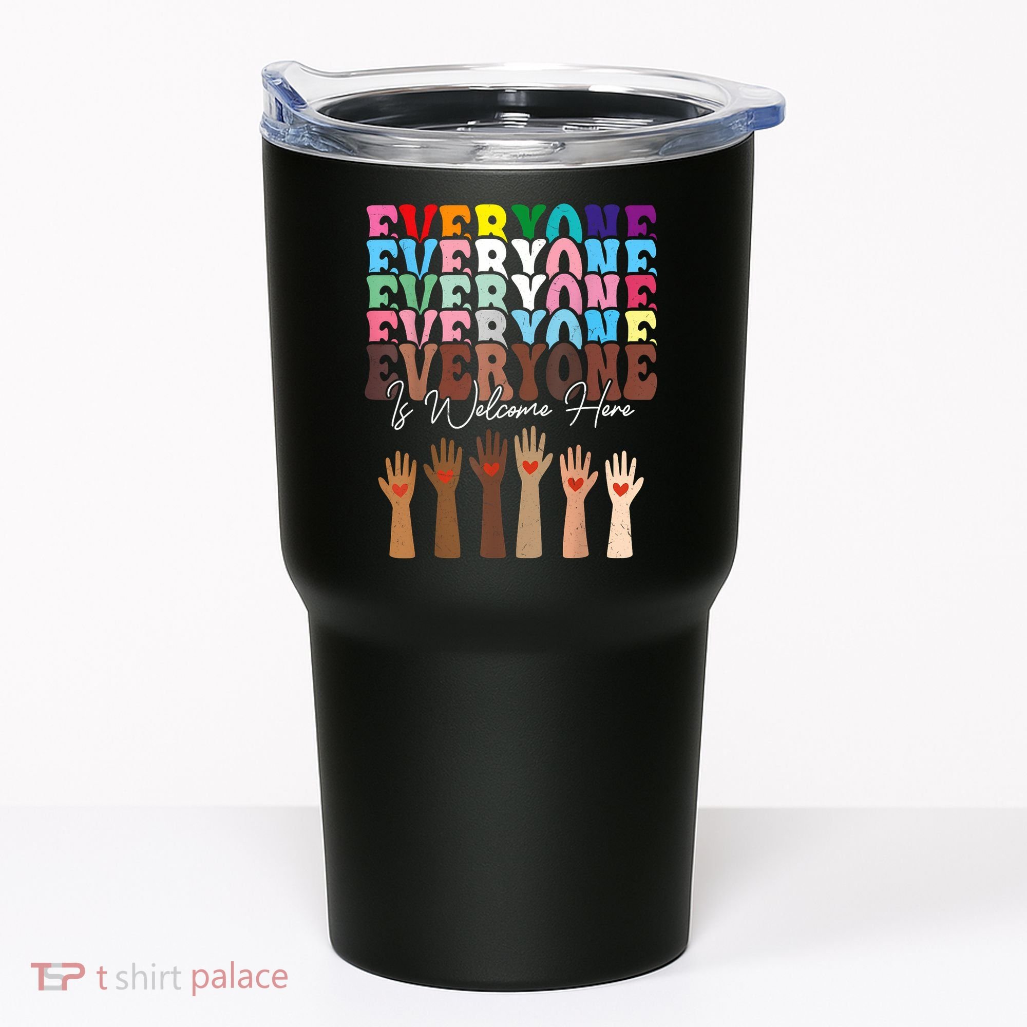 Everyone Is Welcome Here Retro Groovy Diversity Teachers Tumbler