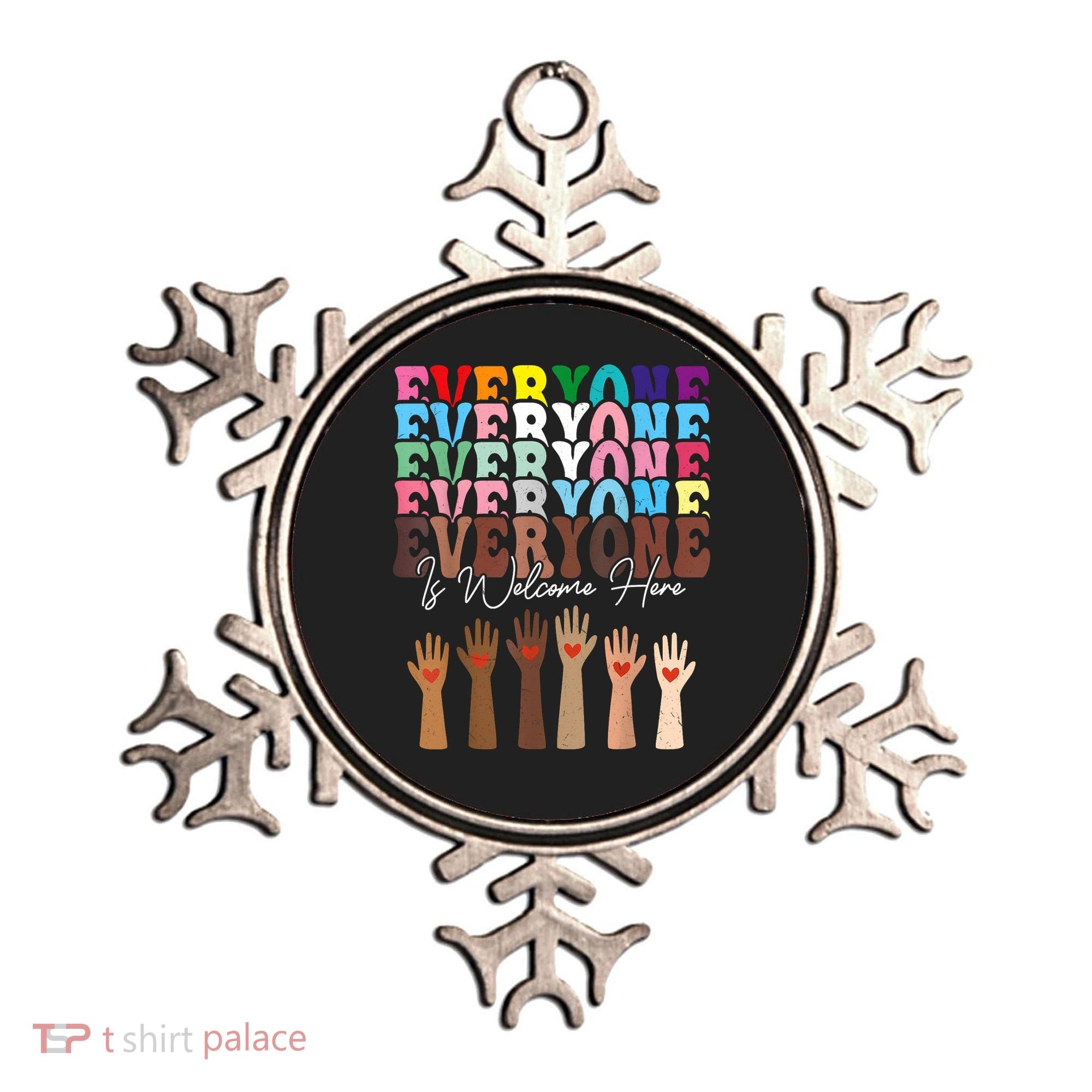Everyone Is Welcome Here Retro Groovy Diversity Teachers Ornament