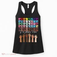 Everyone Is Welcome Here Retro Groovy Diversity Teachers Women's Tank Top thumb 0