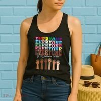Everyone Is Welcome Here Retro Groovy Diversity Teachers Women's Tank Top thumb 2