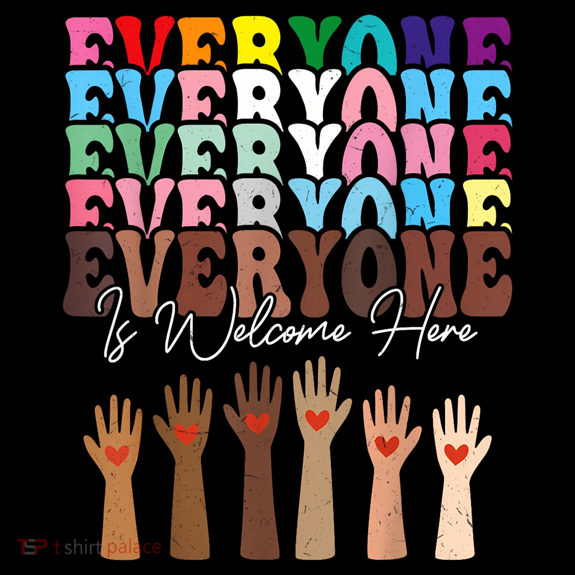 Everyone Is Welcome Here Retro Groovy Diversity Teachers Women's Tank Top