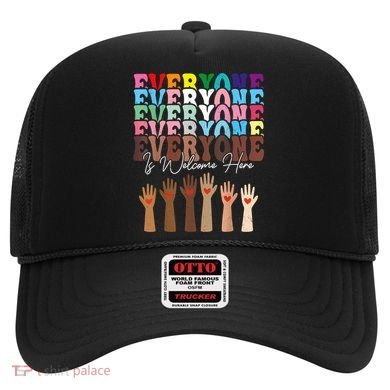 Everyone Is Welcome Here Retro Groovy Diversity Teachers Hat