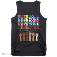 Everyone Is Welcome Here Retro Groovy Diversity Teachers Tank Top thumb 0