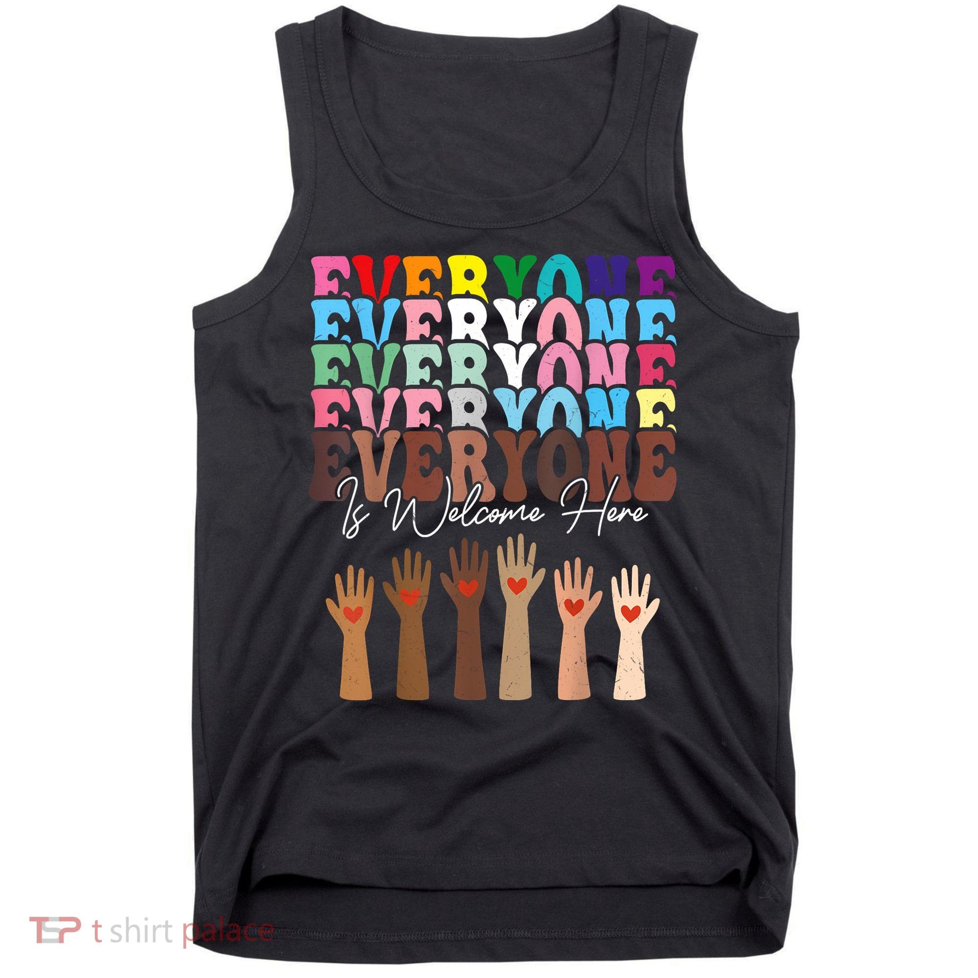 Everyone Is Welcome Here Retro Groovy Diversity Teachers Tank Top